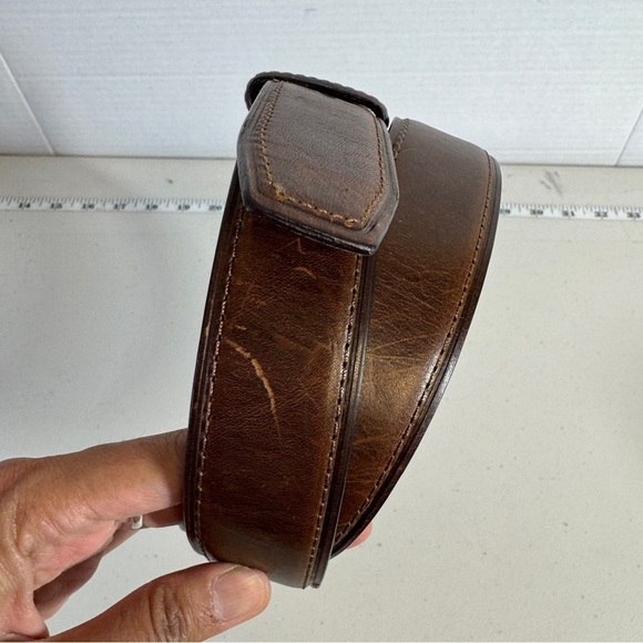 Classic Distressed Look Genuine Leather Brown Belt Size 40 - Picture 3 of 11